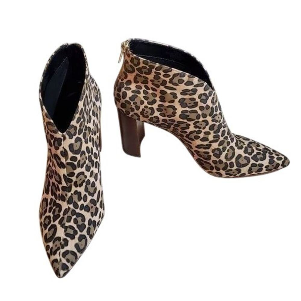 SOLE society leopard print block heel chunky bohemian bootie boots size 10 New